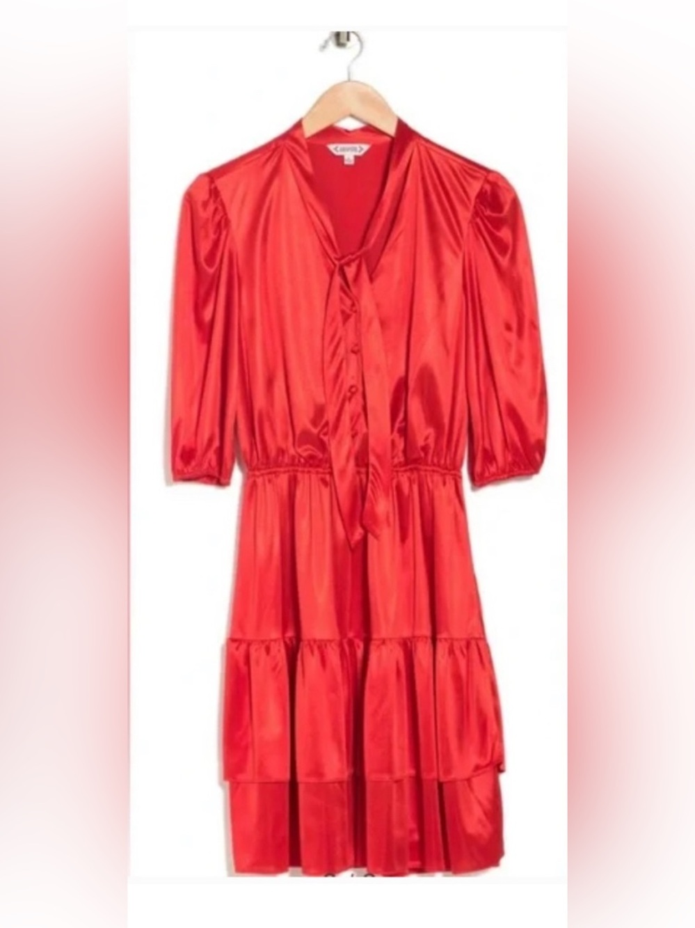 Nanette Lepore NWT Red Satin Tie V Neck Women's above knee Dress SIZE 10